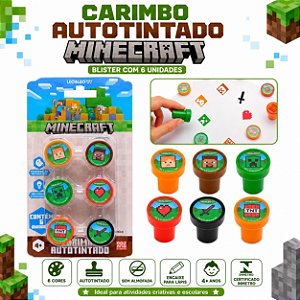 Carimbo Autotintado Minecraft 6 Unidades Steeve Creeper Alex