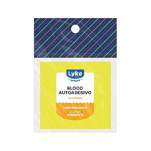 Bloco Adesivo Amarelo 100 Folhas 76x76mm Lyke