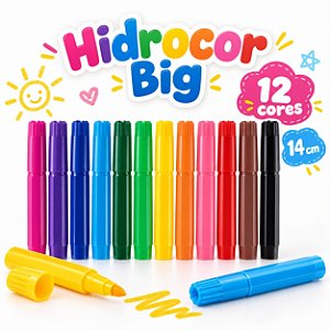 12 Canetinhas Hidrocor Big Jumbo Oitavado