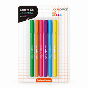 Kit 6 Caneta Gel Rainbow 0.7 mm Escrita Macia