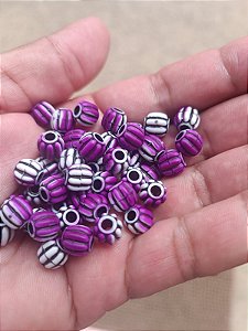 Miçanga do Lek - Pitanga Roxo/Branco
