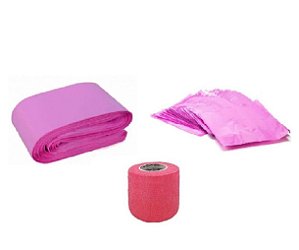 Kit Bandagem Phantom Protetor Clip Cord e Protetor de Maquina Rosa