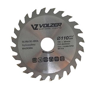 Disco de Serra para Madeira 110mm x 24D x 20MM Volzer