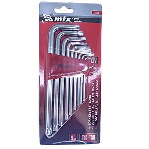 Jogo Chaves Torx Longa com 9 Peças de T10 a T50 MTX
