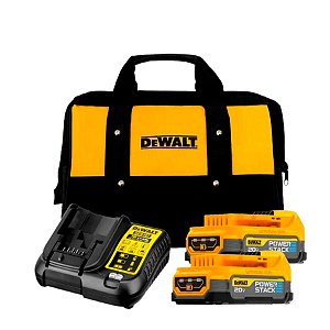 Kit 2 Baterias de 1,7Ah Powerstack 20V c/ Carregador + Bolsa DeWalt