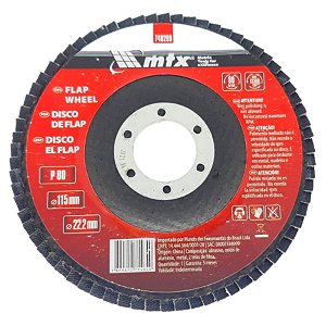Disco de Desbaste Tipo Flap Grão 80 115 X 22 mm MTX