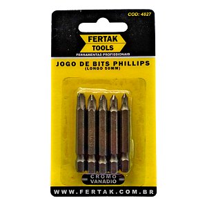 Jogo de Bits Phillips Cromo Vanádio 50mm com 5 Peças Fertak