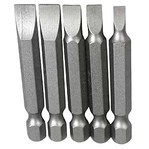 Jogo de Bits Fenda de Cromo Vanádio 50 mm com 5 Peças Fertak