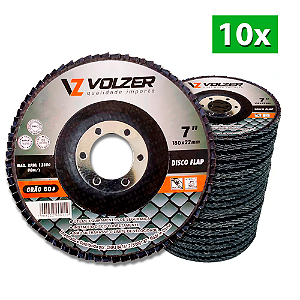 Kit Discos Flap 7" 180 x 22 mm Grão 60 Volzer