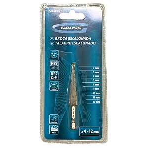 Broca Escalonada Para Metal de 4 a 12 mm de Aço HSS Gross