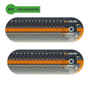 Kit 100 Discos Corte de Aço Inox 7 x 1.6mm x 7/8″ da Volzer