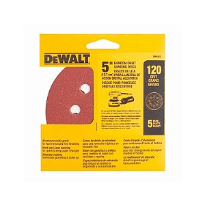 Discos Lixa 5  Grão 120 Médio 8 Furos Dw4303  5 Peças Dewalt