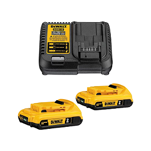 KIT 2 BATERIAS 2Ah 20V MAX C/ CARREGADOR - DCB203C2 DEWALT
