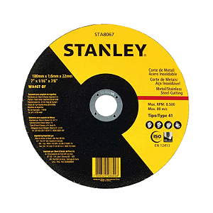 DISCO ABRASIVO DE CORTE 7" 180MM X 1,6MM STA8067 - STANLEY