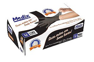 Luva Nitrilica Preta P/ Procedimento Não cirúrgico Tam : P - Medix