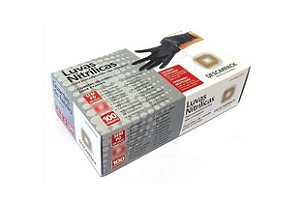 Luva Nitrílica Preta S/Pó C/100 Tam: M - Descarpack