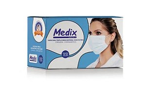 Máscara Cirúrgica Tripla Proteção Azul C/ 50 Unidades - Medix
