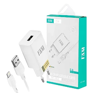 Carregador Completo Lightning USB 2.1 FKT-1505.