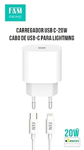 Carregador Completo USB C - para Ligthning 20W Fam.