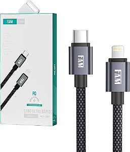 Cabo USB-C Lightning 27W Carregamento Rápido iPhone.