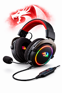 Fone de Ouvido Gamer Redragon H510 RGB ZeusX USB.