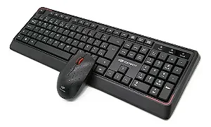 Kit Teclado e Mouse Sem Fio C3Tech K-W70BK Preto.