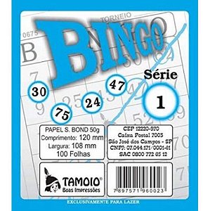 BLOCO DE BINGO TAMOIO C/100 FOLHAS