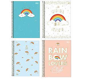 CADERNO TILIBRA A4 ESPIRAL 10M CD RAINBOW 160FLS
