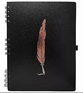 CADERNO ESPIRAL CAPA DURA NOIR PENA PRETO