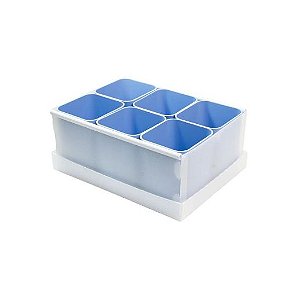 CAIXA ORGANIZADORA DELLO C/ 6 PORTA OBJETOS - AZUL CLARO