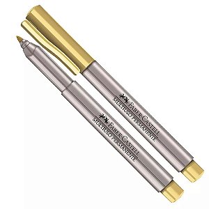 CANETA PERMANENTE FABER MULTIUSO METALIZADA - DOURADA