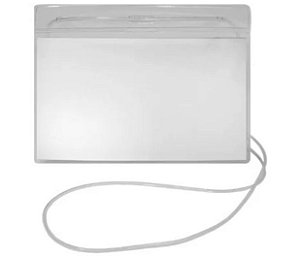 CRACHA FLEX C/ CORDAO 120X80MM VERT - PLASTPARK