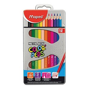 LAPIS DE COR MAPED 12 CORES - METAL BOX COLOR PEPS