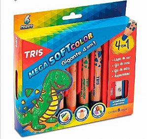 LAPIS DE COR TRIS 06 LAPIS 4EM1 JUMBO MEGASOFT