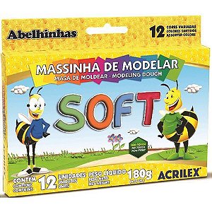 MASSA DE MODELAR ACRILEX BASE AMIDO 12 CORES SOFT