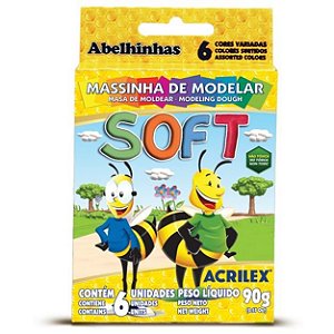 MASSA DE MODELAR ACRILEX BASE AMIDO 6 CORES SOFT