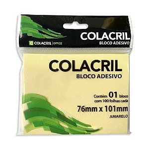 NOTA ADESIVA 76X101 100FLS AMARELO - COLACRIL