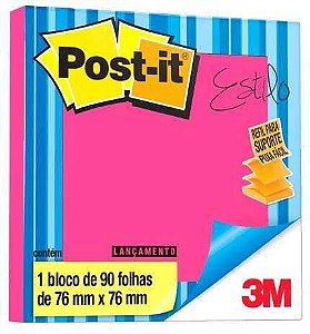 NOTA ADESIVA 3M REFIL 76X76 90FLS 3M - ROSA NEON