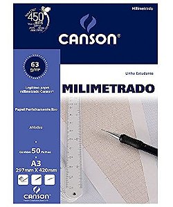 PAPEL UNID MILIMETRADO A3 CANSON - 63G
