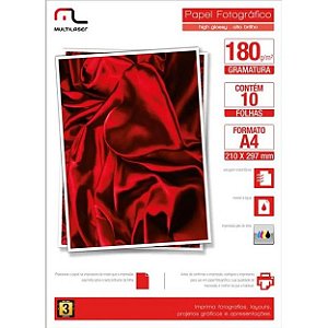 PAPEL PARA FOTO GLOSSY 180G A4 MULTILASER