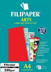 PAPEL UNID A4 FILICOLOR VERMELHO 320G (POR UNIDADE)