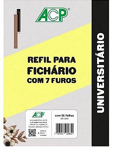 REFIL PARA FICHARIO A4 PAUTADO ACP COM 4 FUROS - 96FLS