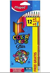 LAPIS DE COR MAPED COLORPEPS 12 CORES + APONTADOR E LAPIS PRETO HB