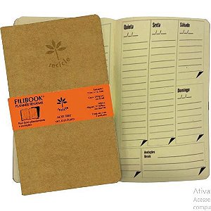 PLANNER SEMANAL PERMANENTE FILIBOOK KRAFT/MARFIM 21X12,5CM 30FLS - 2 UNIDADES