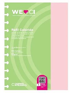 REFIL CADERNO INTELIGENTE GRANDE FOLHAS COLORIDAS - 50 FOLHS
