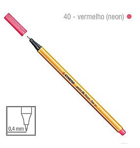 CANETA STABILO POINT FINE 0,4 88/040 - VERMELHA NEON