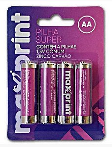 PILHA MAXPRINT AA ZINCO CARVAO - 1.5V C/4 UNIDADES