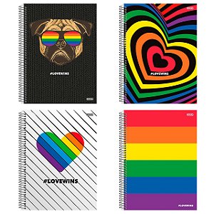 CADERNO A4 ESPIRAL CD LOVEWINS 160FLS - CAPAS DIVERSAS