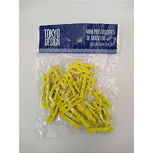MINI PREGADORES DE MADEIRA (AMARELO) - 28 UNIDADES