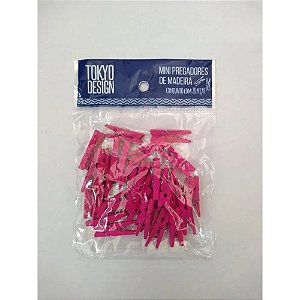 MINI PREGADORES DE MADEIRA (ROSA PINK) - 24 UNIDADES